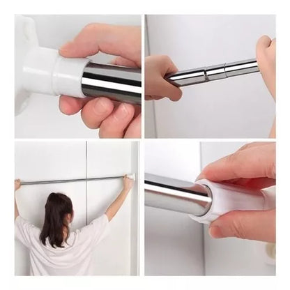 🧺 BARRA PLEGABLE MULTIUSOS😍140 A 260 cm✨ ¡Di adiós al desorden sin hacer huecos! 🛠️🚫