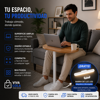 ☕🏡 MESA AUXILIAR PREMIUM  ✨ Todo lo que necesitas al alcance de tu mano  🎁 Recibe GRATIS una Barra de Luz LED Magnética