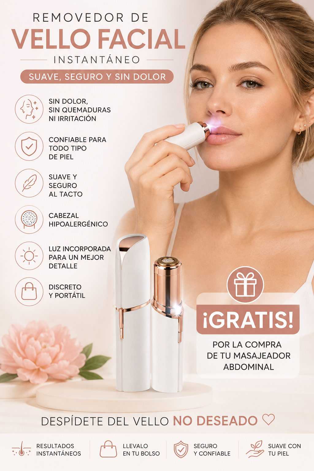 Masajeador Abdominal Eléctrico Inalámbrico para Quemar Grasa y Digerir 🔥💃 + REGALO: Removedor de Vello Facial instantáneo