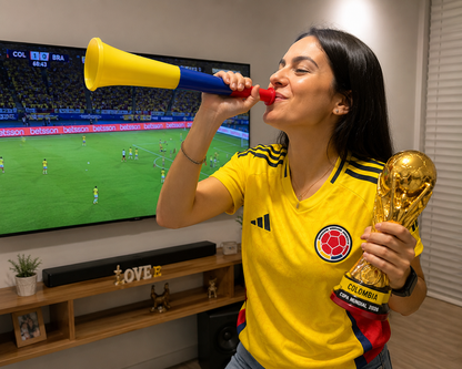 Combo del Hincha Colombia 2026 | 👕 Camiseta + 📣 Bubucela + 🏆 Alcancía Mundial