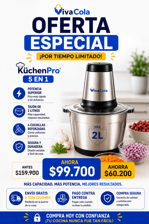 🔥 LIQUIDACIÓN DE STOCK: 🔪 Molino Picador Eléctrico Acero Inoxidable 2 Litros 🔥 (Tamaño grande) +🎁 REGALO: 2 Ebooks Exclusivos