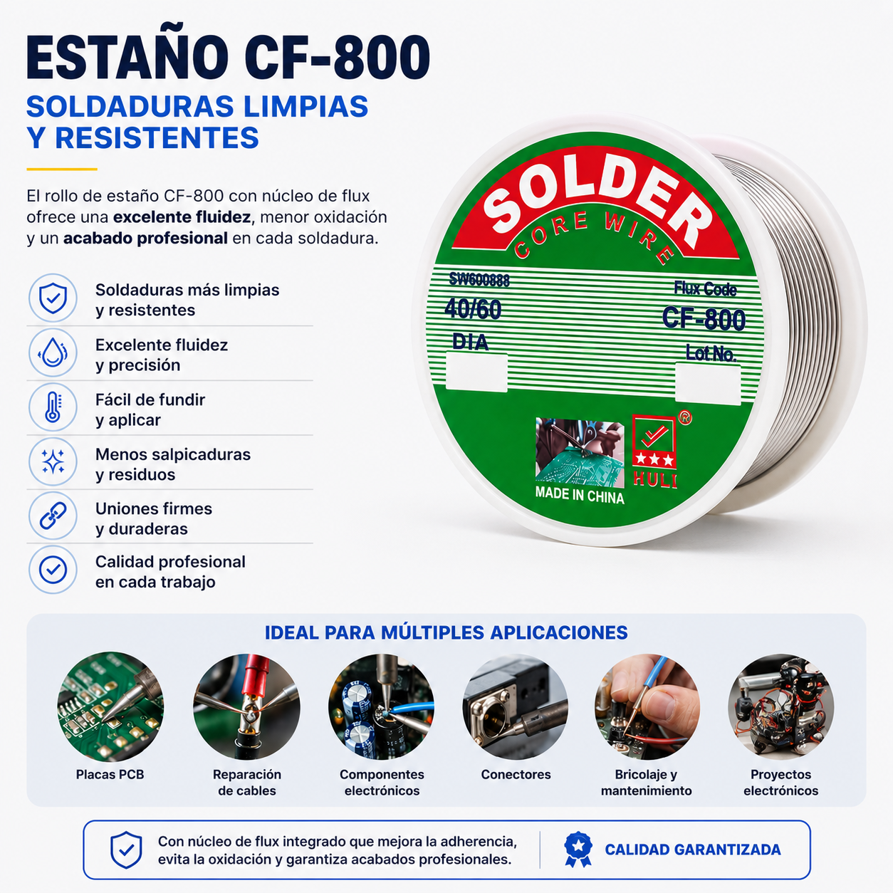 Rollo de Estaño para Soldadura CF-800 - Este producto no se vende por separado de la Pistola de Soldura